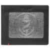 Black Leather Wallet- Anchor Metal Plate Design