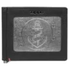 Black Leather Wallet- Anchor Metal Plate Design