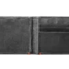Black Leather Wallet- Anchor Metal Plate Design