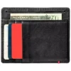 Black Leather Wallet- Skull Metal Plate Design