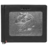 Black Leather Wallet- Bass Metal Plate Design