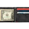 Black Leather Wallet- Skull Metal Plate Design