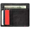 Black Leather Wallet- Skull Metal Plate Design