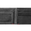 Black Leather Wallet- Anchor Metal Plate Design