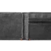 Black Leather Wallet- Cross Wings Metal Plate Design