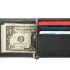 Black Leather Wallet- Skull Metal Plate Design