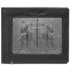 Black Leather Wallet- Cross Wings Metal Plate Design