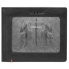 Black Leather Wallet- Cross Wings Metal Plate Design