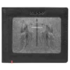 Black Leather Wallet- Cross Wings Metal Plate Design