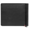 Black Leather Wallet- Anchor Metal Plate Design