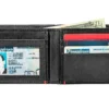 Black Leather Wallet- Anchor Metal Plate Design