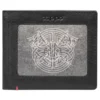 Black Leather Wallet- Viking Metal Plate Design