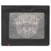 Black Leather Wallet- Viking Metal Plate Design
