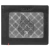 Black Leather Wallet- Zippo Flame Metal Plate Design