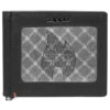 Black Leather Wallet- Zippo Flame Metal Plate Design