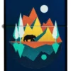 Geometric Bear and Mountains Design