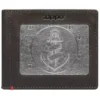 Mocha Leather Wallet- Anchor Metal Plate Design