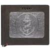 Mocha Leather Wallet- Anchor Metal Plate Design