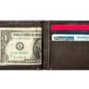 Mocha Leather Wallet- Bass Metal Plate Design