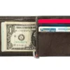 Mocha Leather Wallet- Skull Metal Plate Design