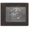 Mocha Leather Wallet- Bass Metal Plate Design