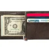 Mocha Leather Wallet- Cross Wings Metal Plate Design