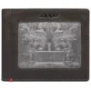 Mocha Leather Wallet- Fandango Metal Plate Design
