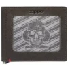 Mocha Leather Wallet- Spade Skull Metal Plate Design