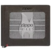 Mocha Leather Wallet- Zippo 1932 Metal Plate Design